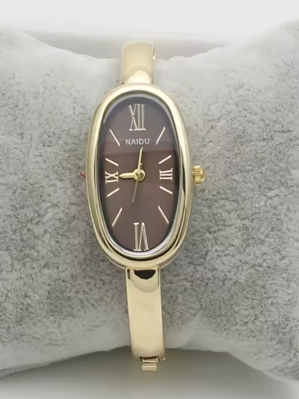NAIDU Women's Gold Bracelet Watch with Brown Dial